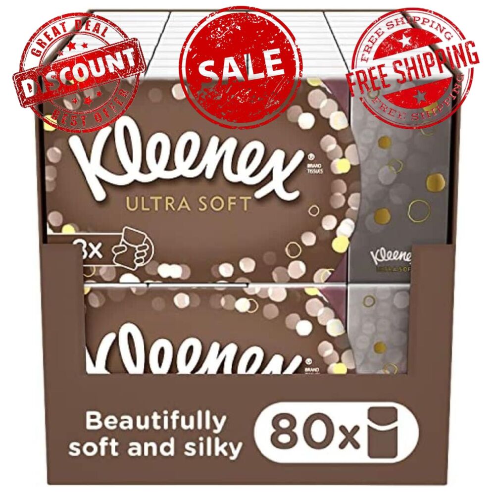 Kleenex Ultra Soft Facial Tissues in Handy Pocket Packs - 80 Travel Pocket Packs
